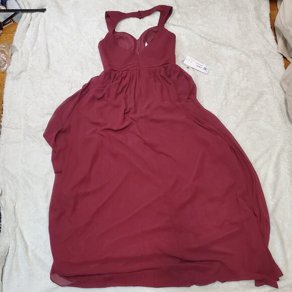 NWT Azazie Rainer Cabernet Red Chiffon Sleeveless Formal Occassion Maxi Dress 10 - Picture 6 of 8